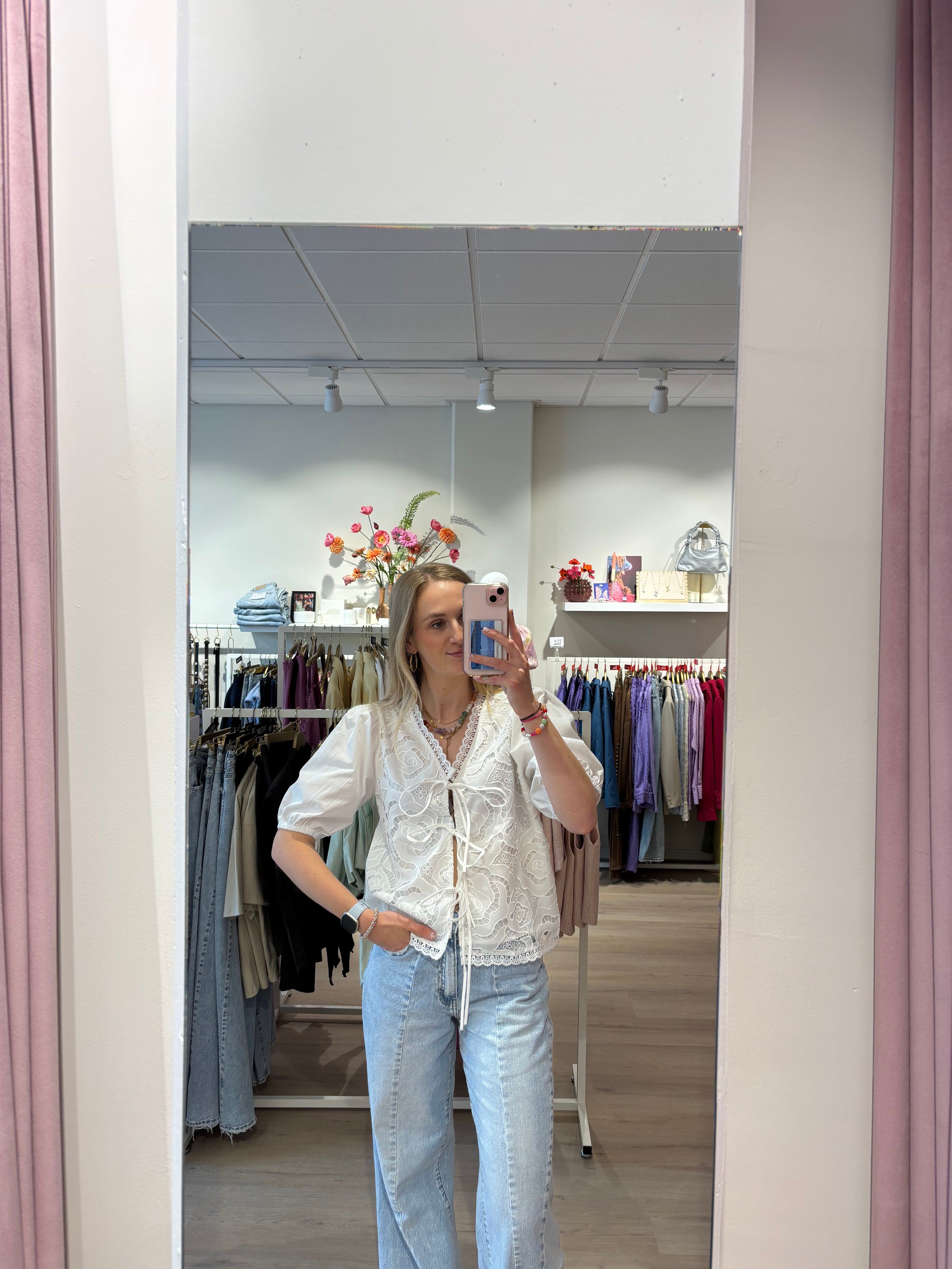 Broderie blouse | Azzurro