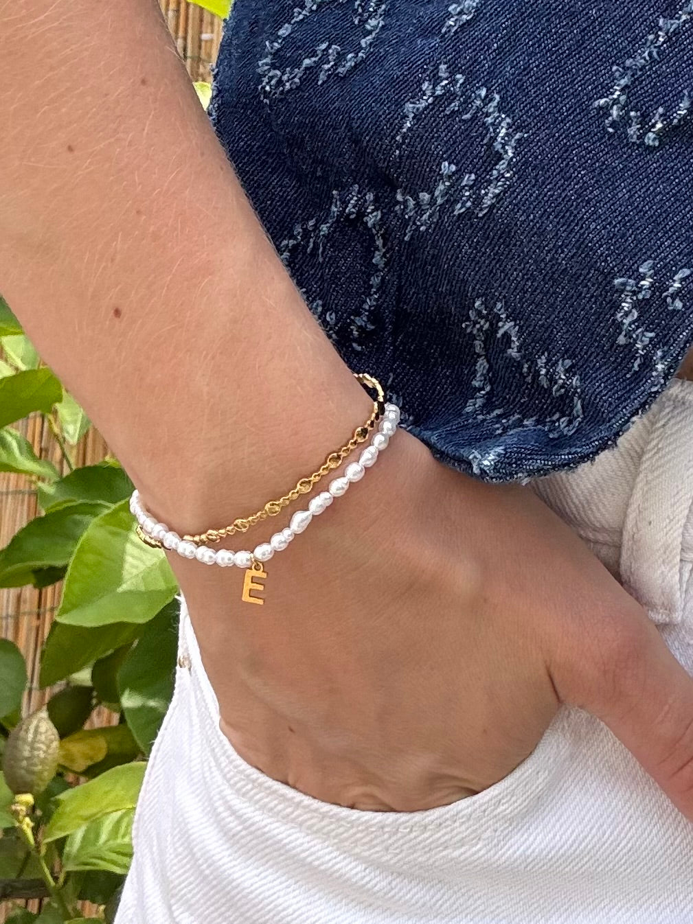 Sweet pearl letter bracelet
