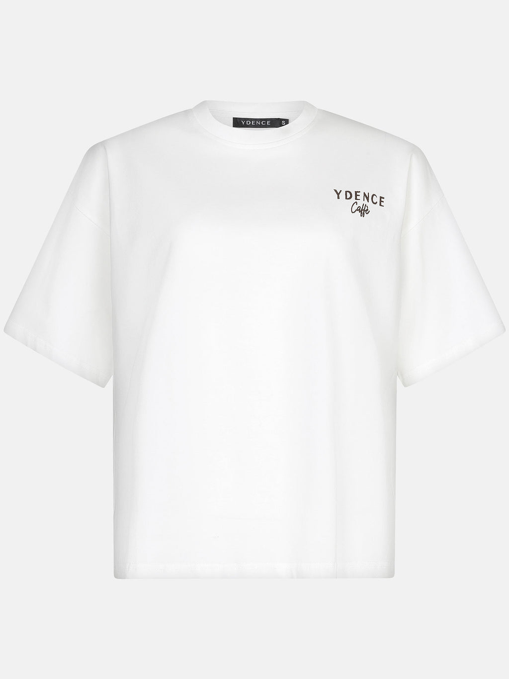 T-shirt Ydence Café | wit/bruin