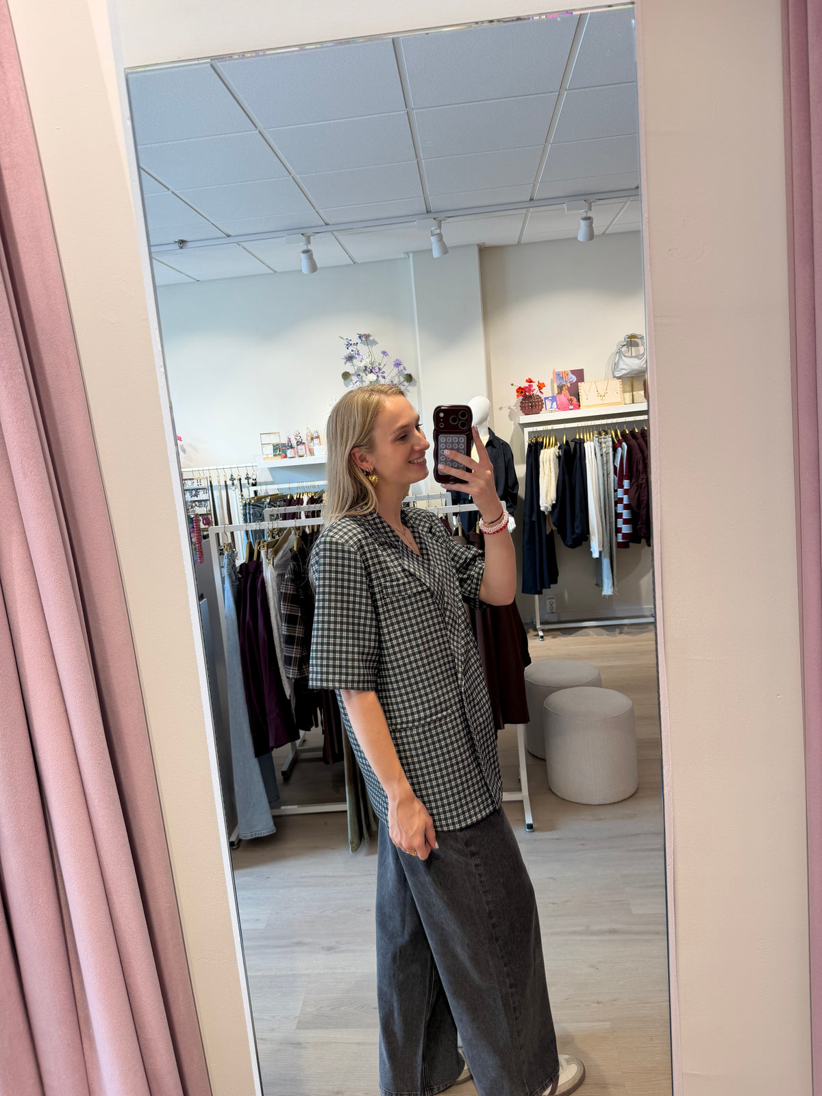 Blazer korte mouw ruitjes | groen
