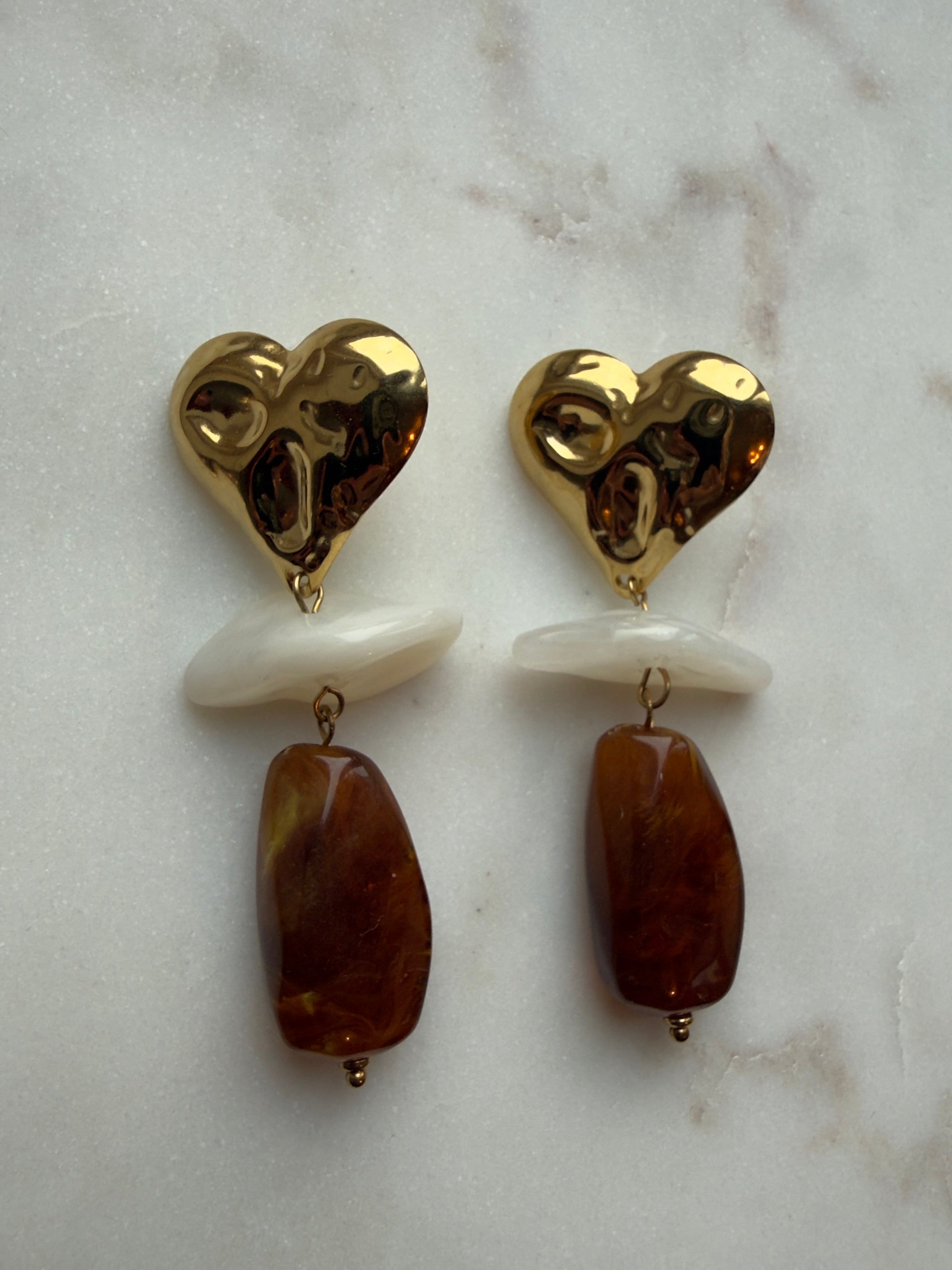 Stoney heart earrings | goud