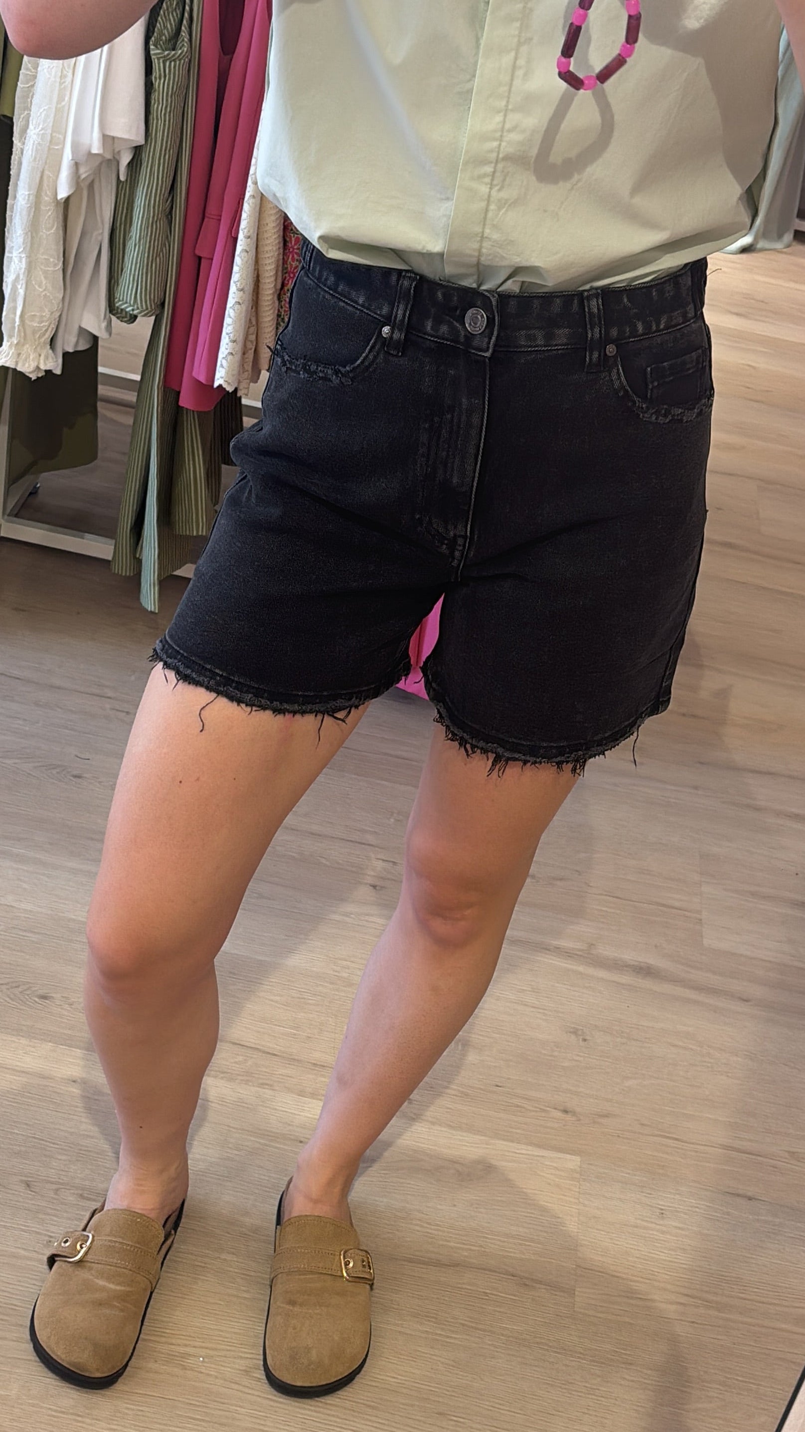 Denim Short Zwart | Queen Hearts