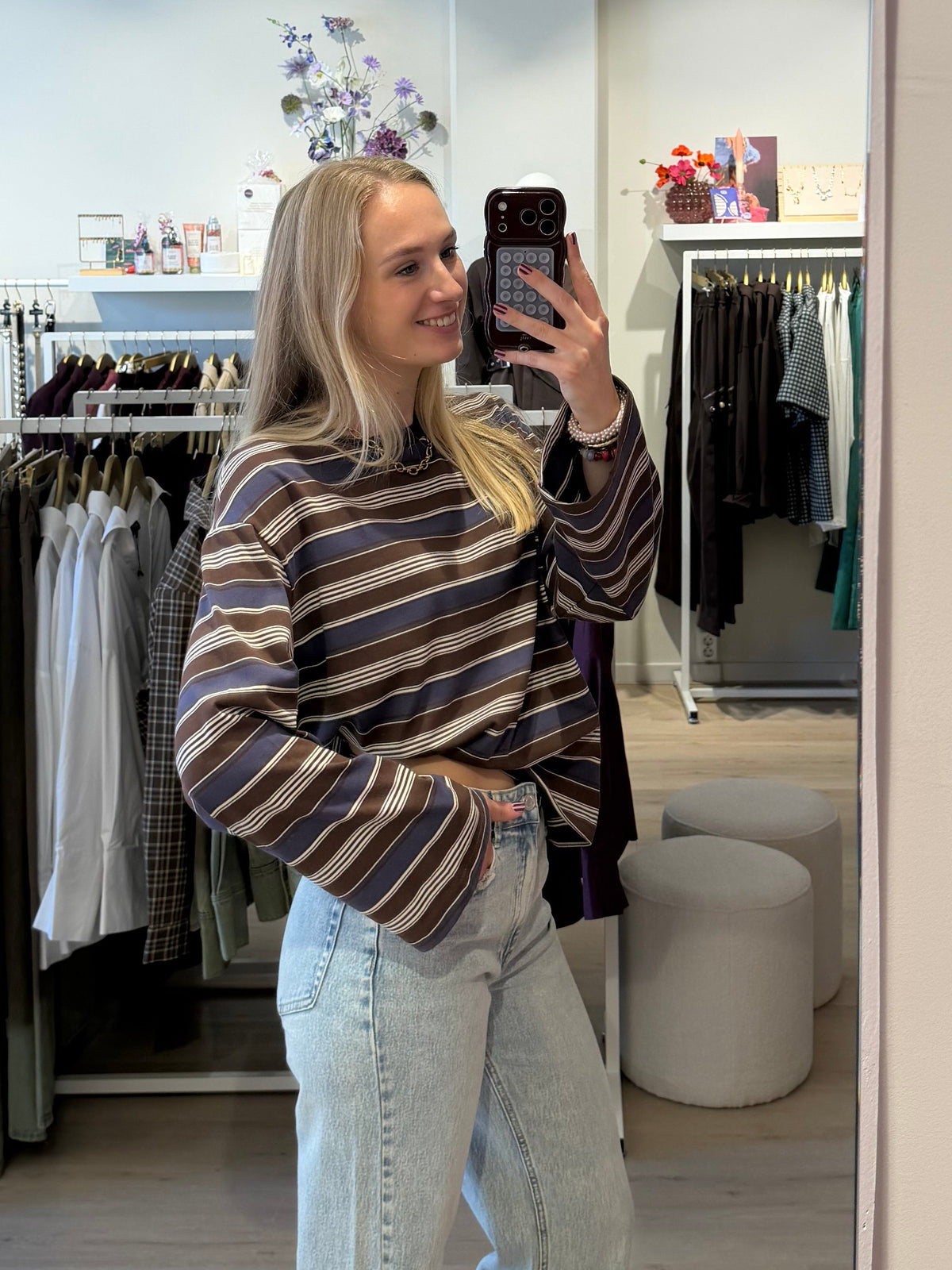 Longsleeve Millie | blue/brown
