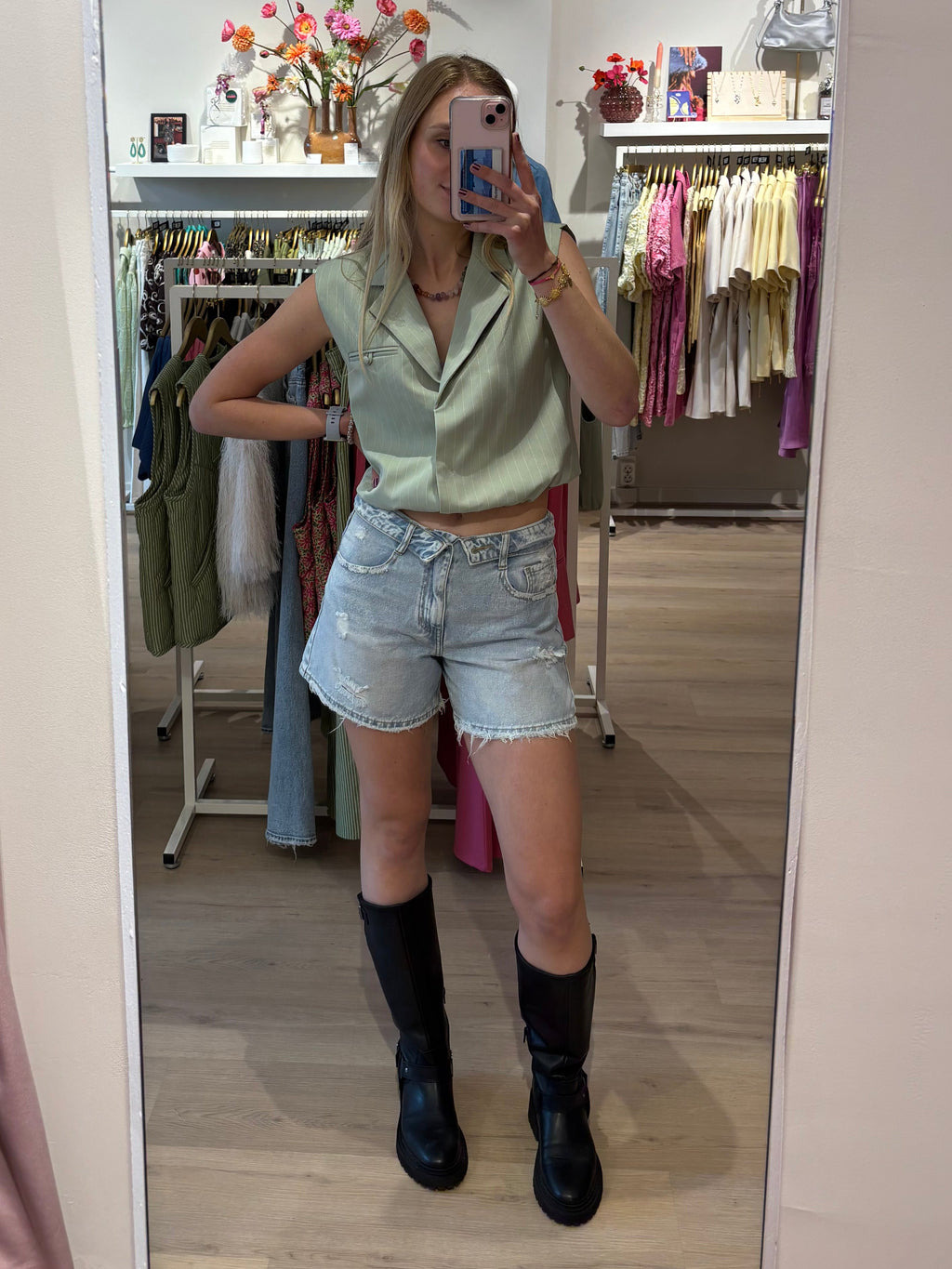 Denim Short met omslag | Queen Hearts