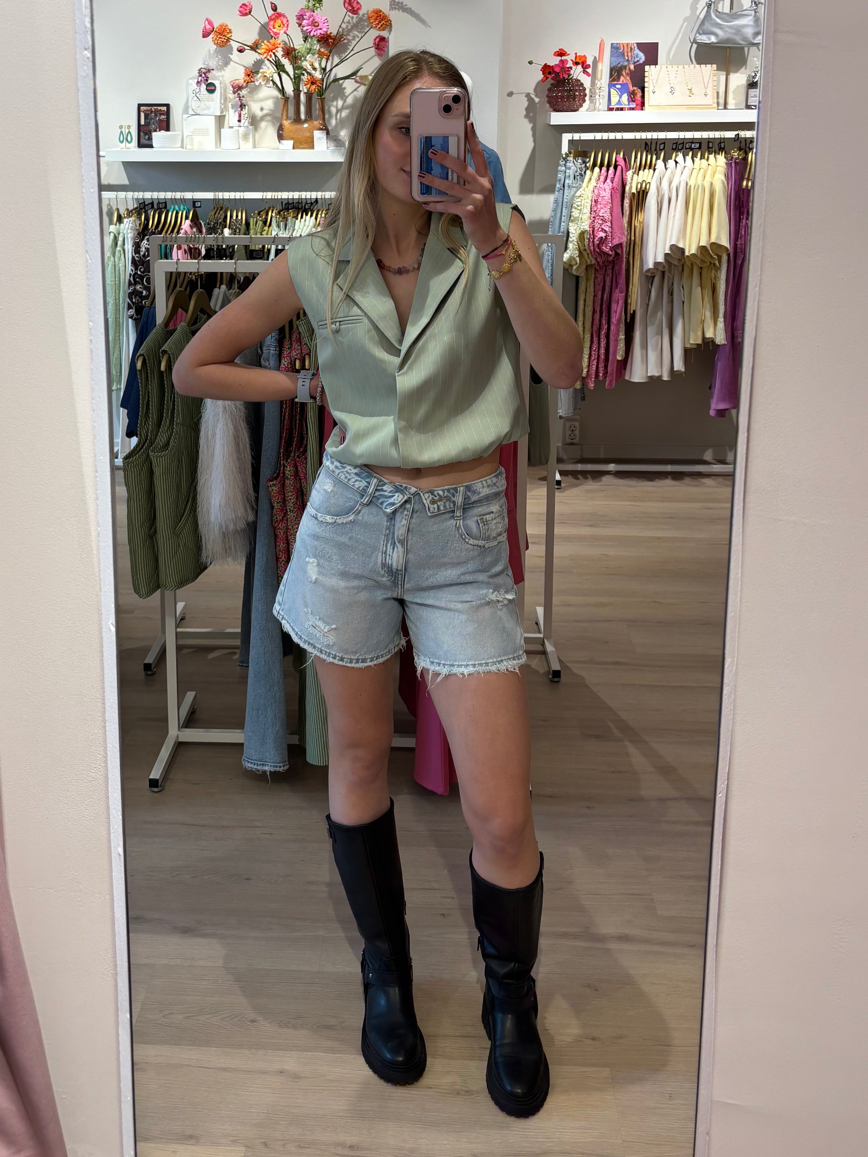 Denim Short met omslag | Queen Hearts