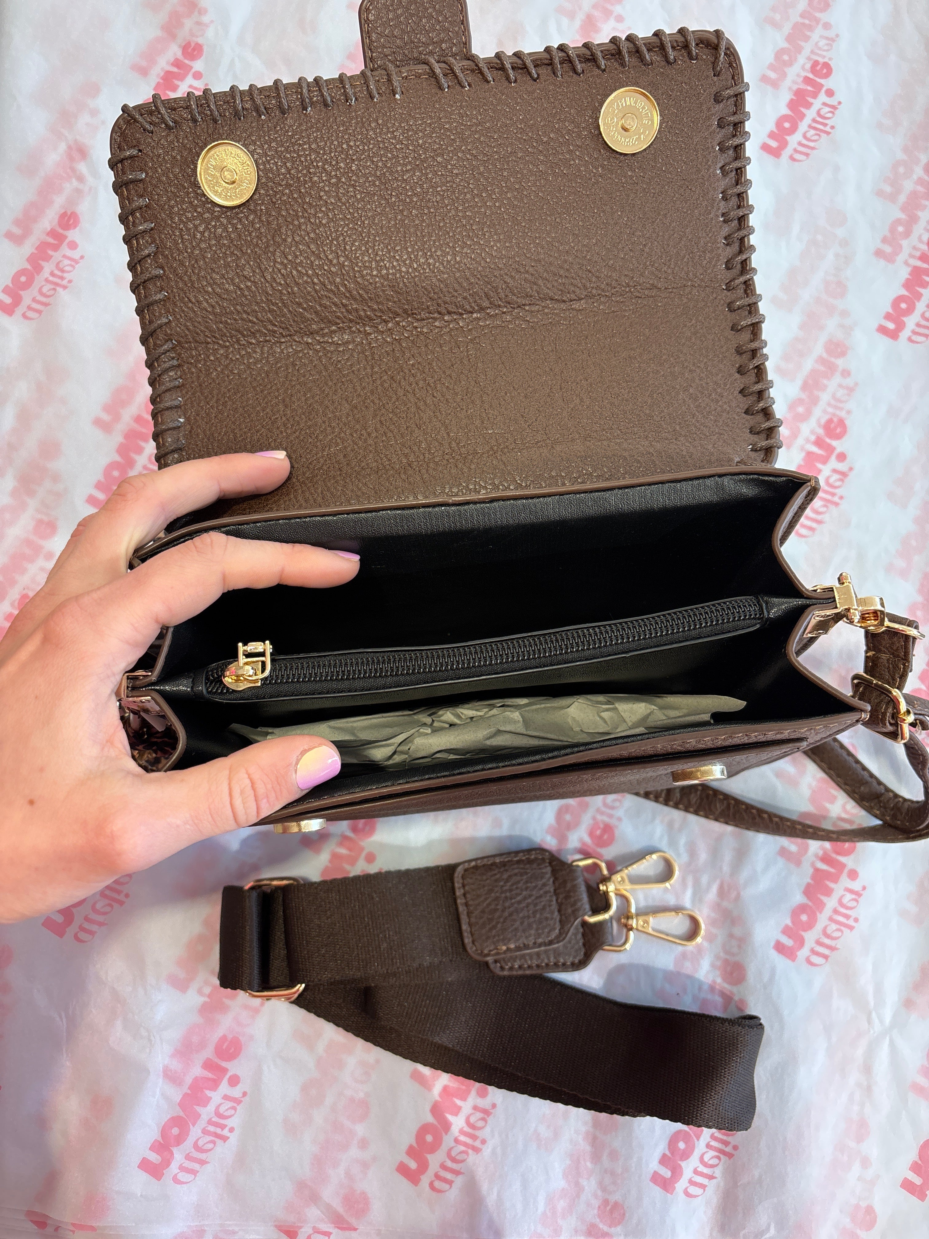 PU crossbody bag coffee