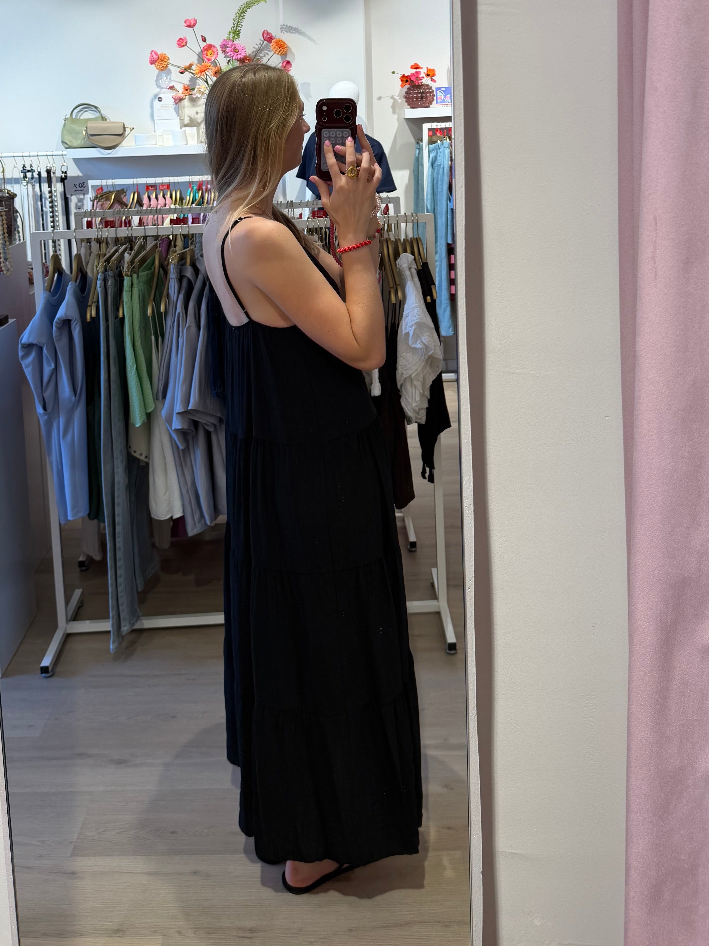 Lange jurk met broche | one size