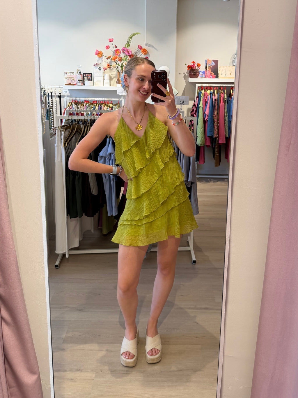 Ruffle jurk | Olive green
