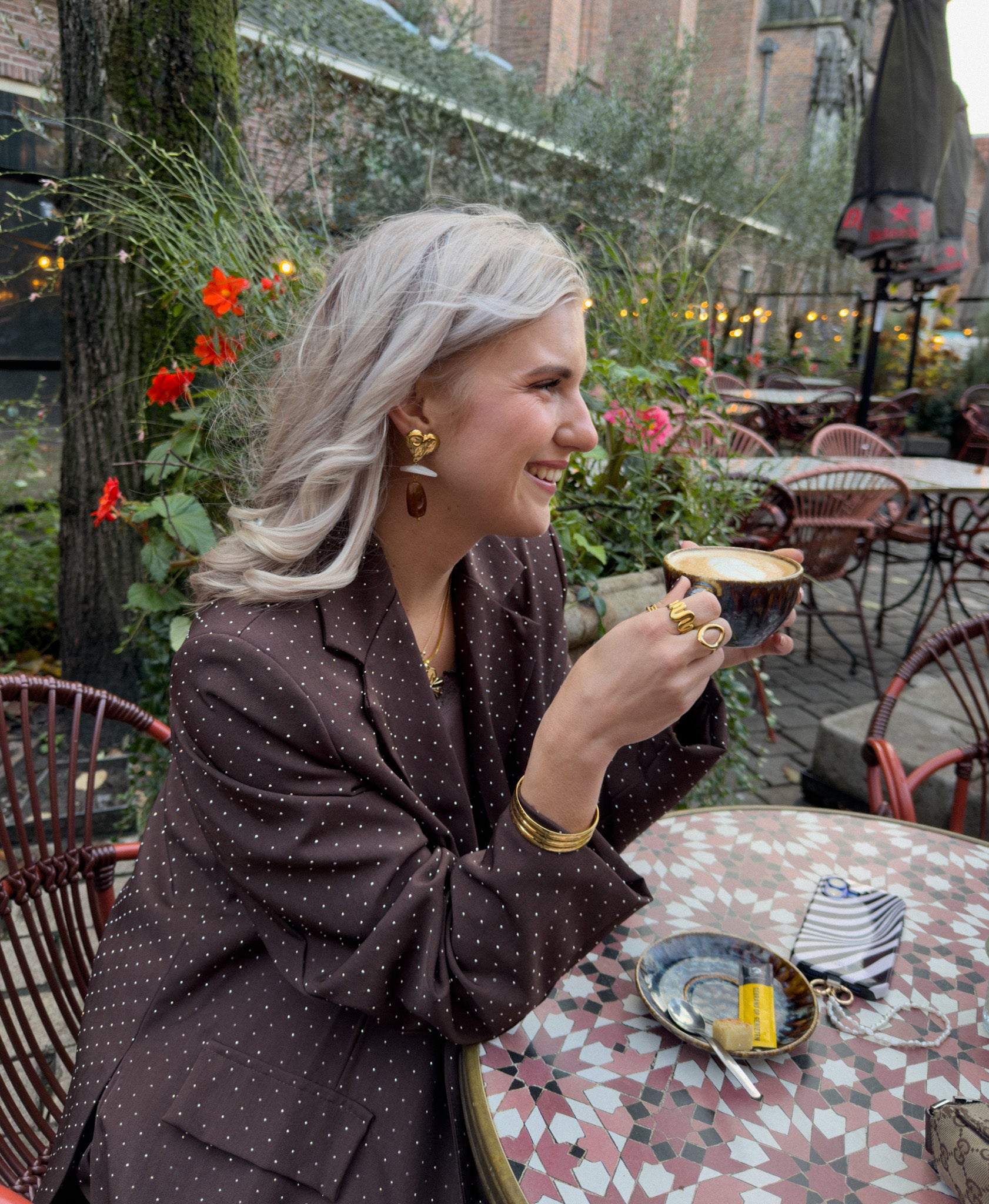 Stoney heart earrings | goud