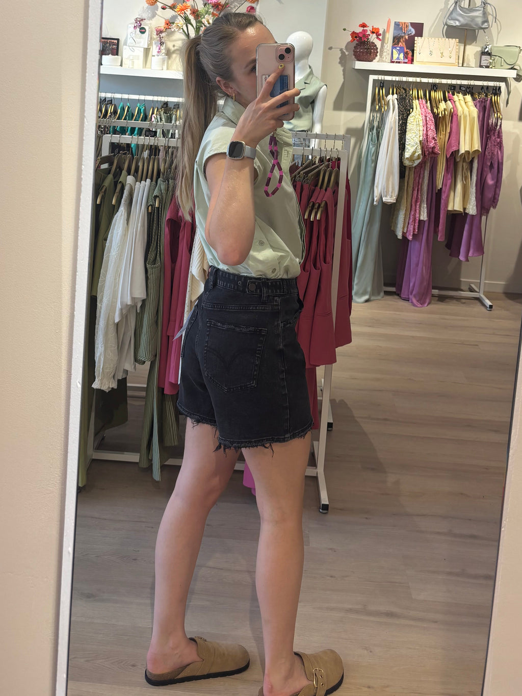 Denim Short Zwart | Queen Hearts