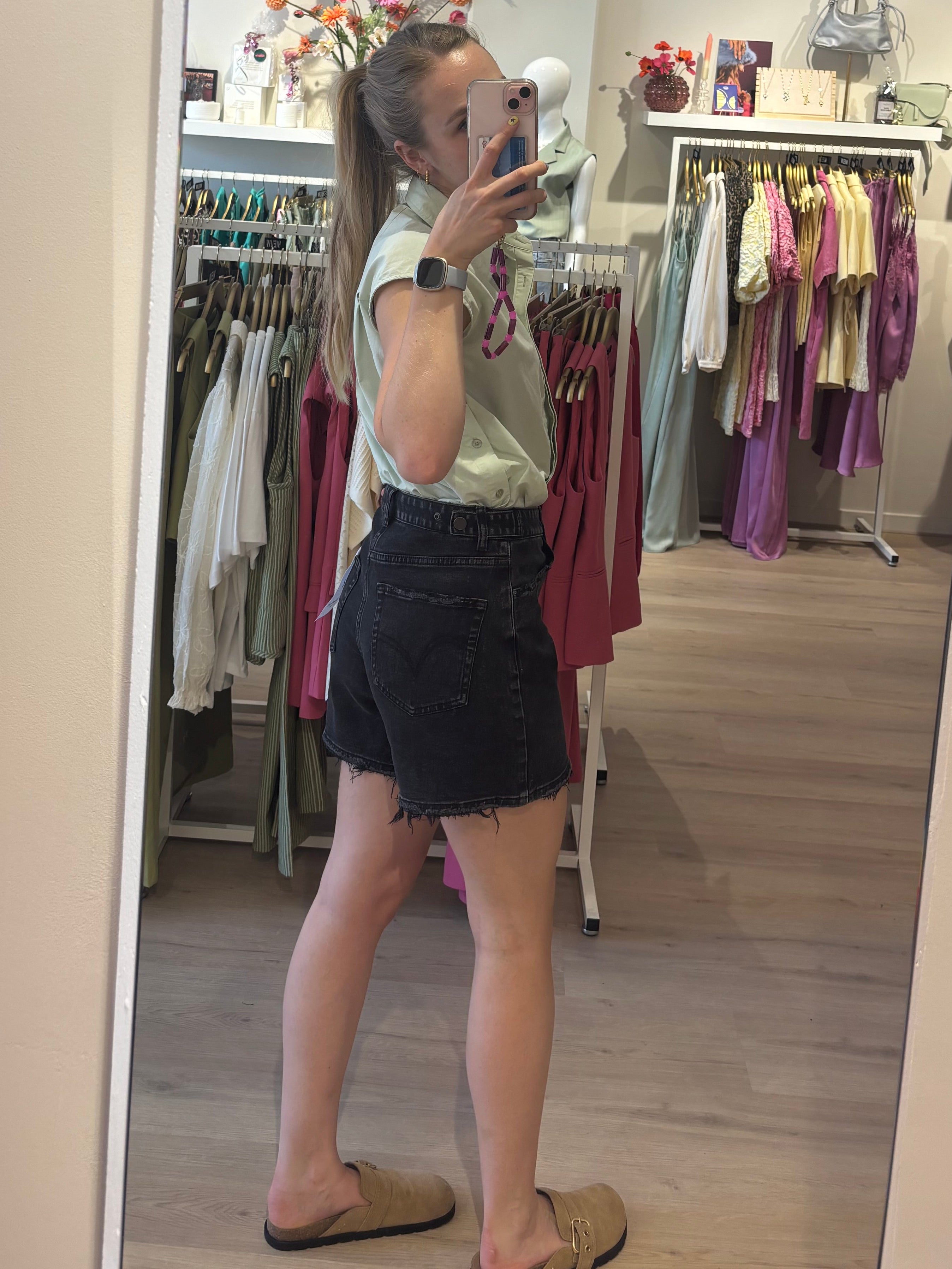 Denim Short Zwart | Queen Hearts