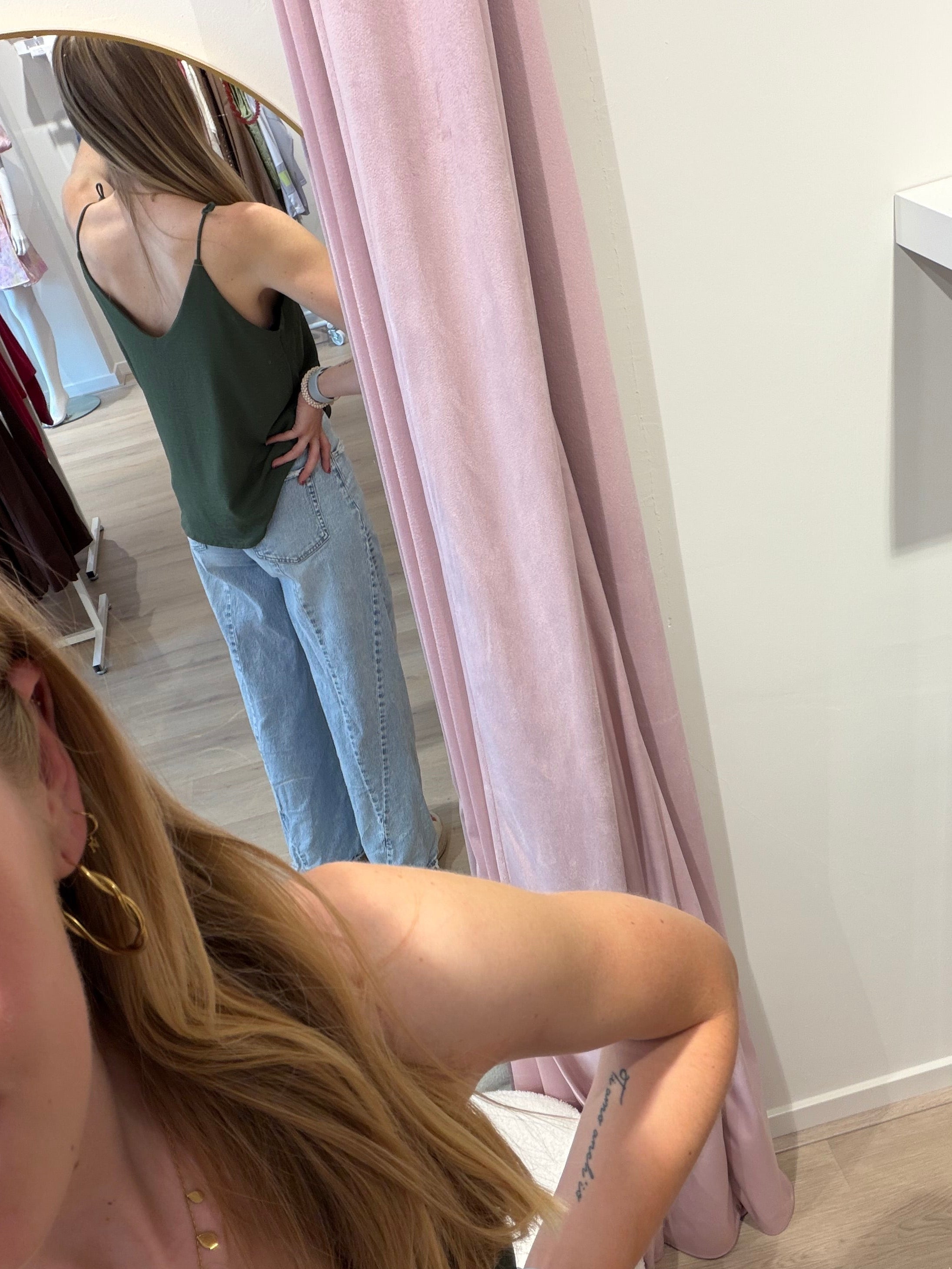 Hemdje met spaghetti bandjes | army green | Azzurro