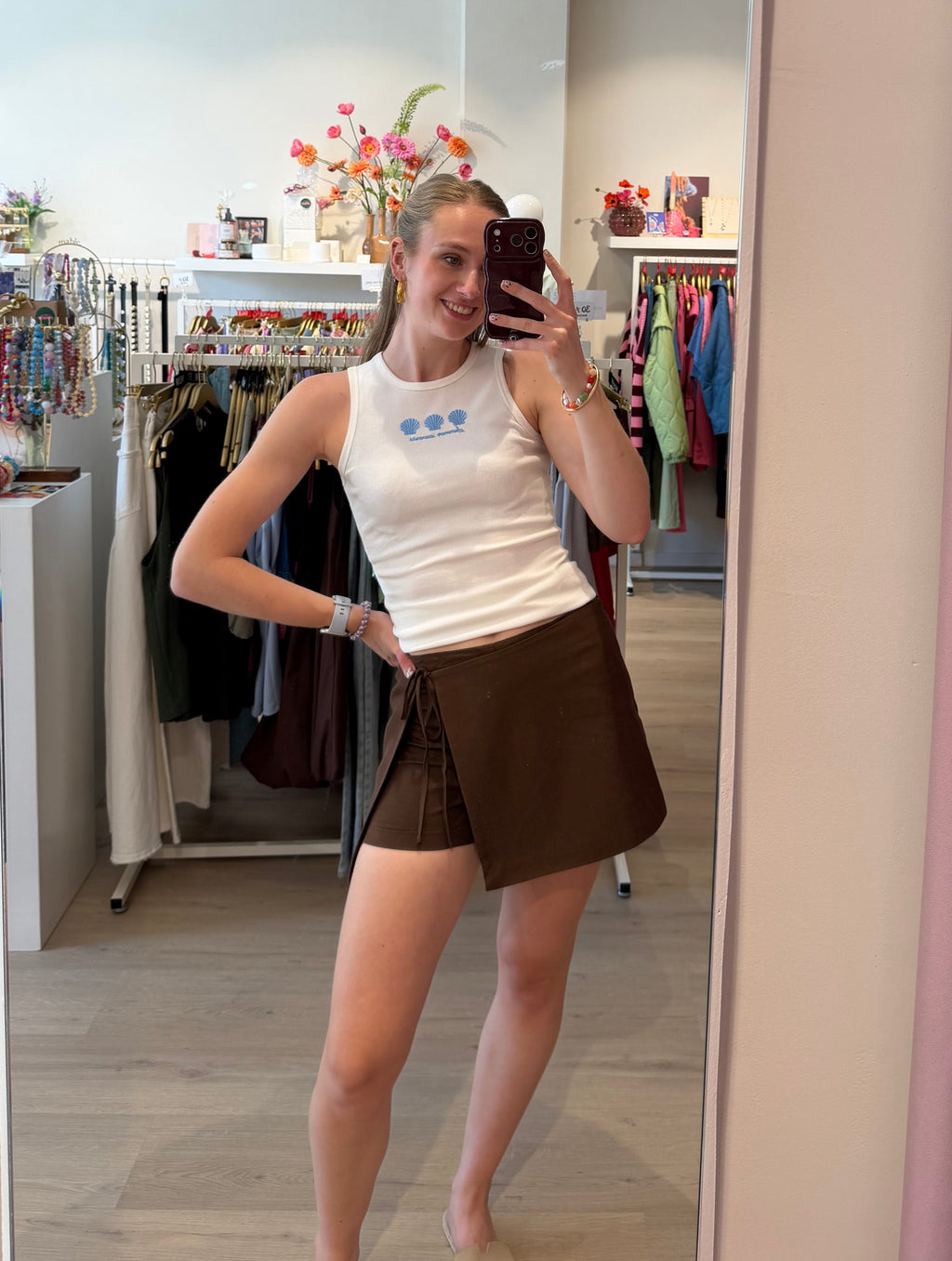 Skort met strikjes | bruin