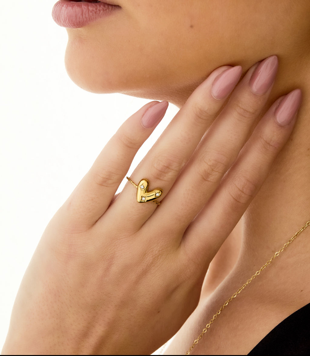 Shiny heart ring