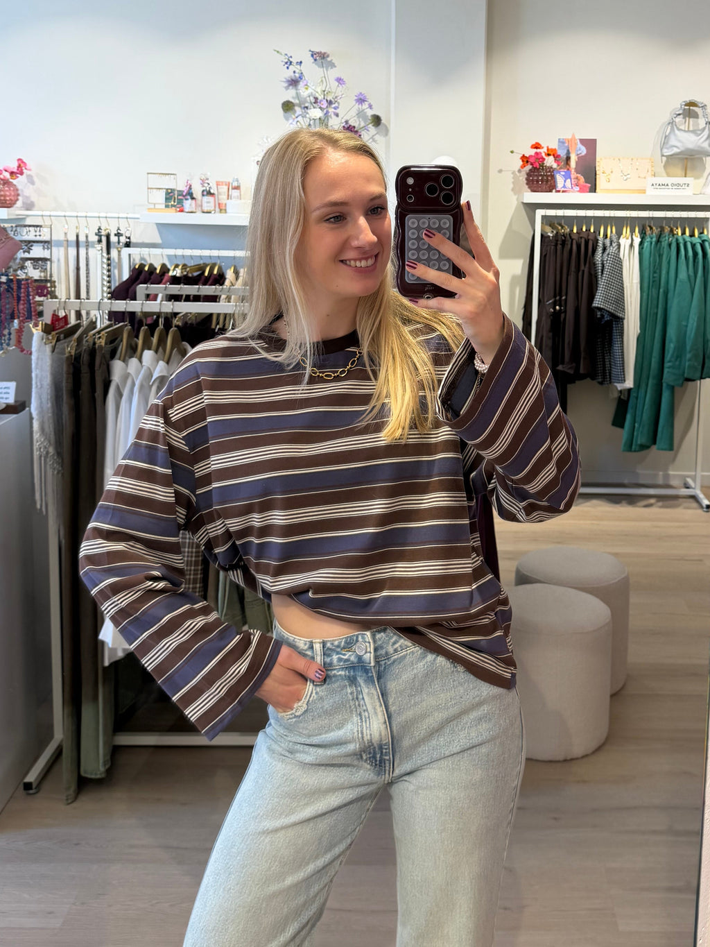Longsleeve Millie | blue/brown