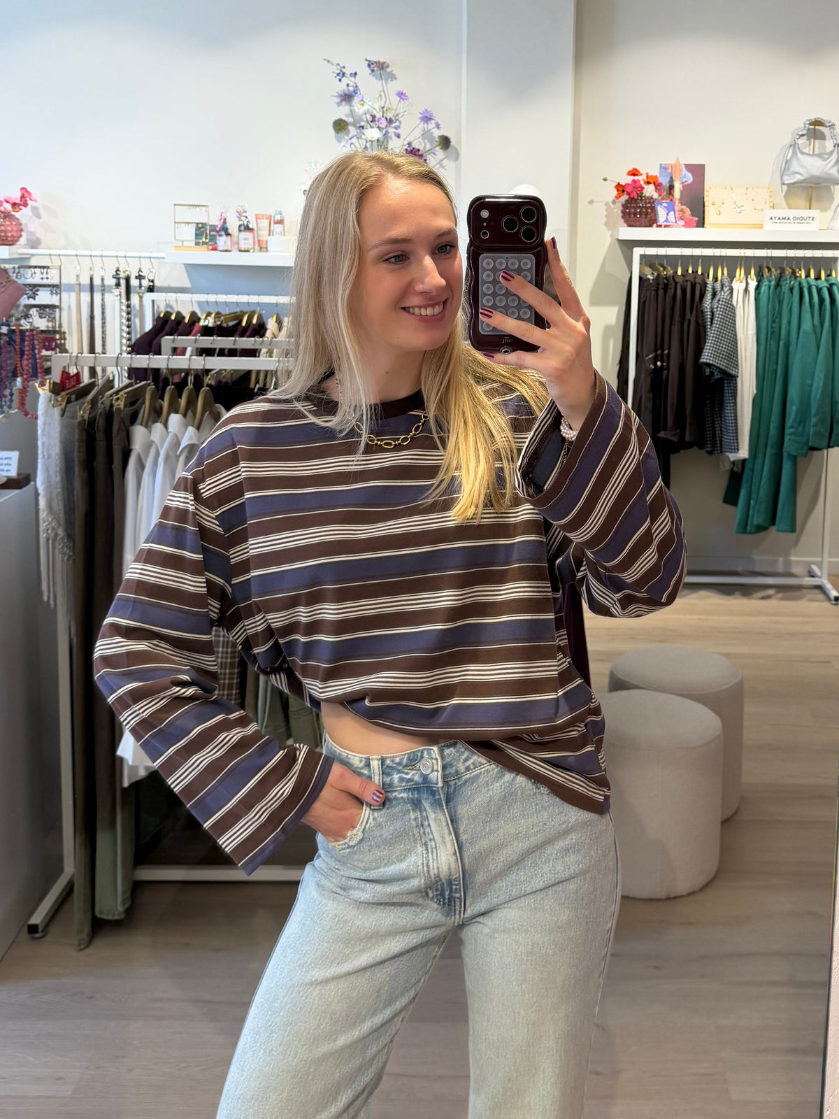 Longsleeve Millie | blue/brown