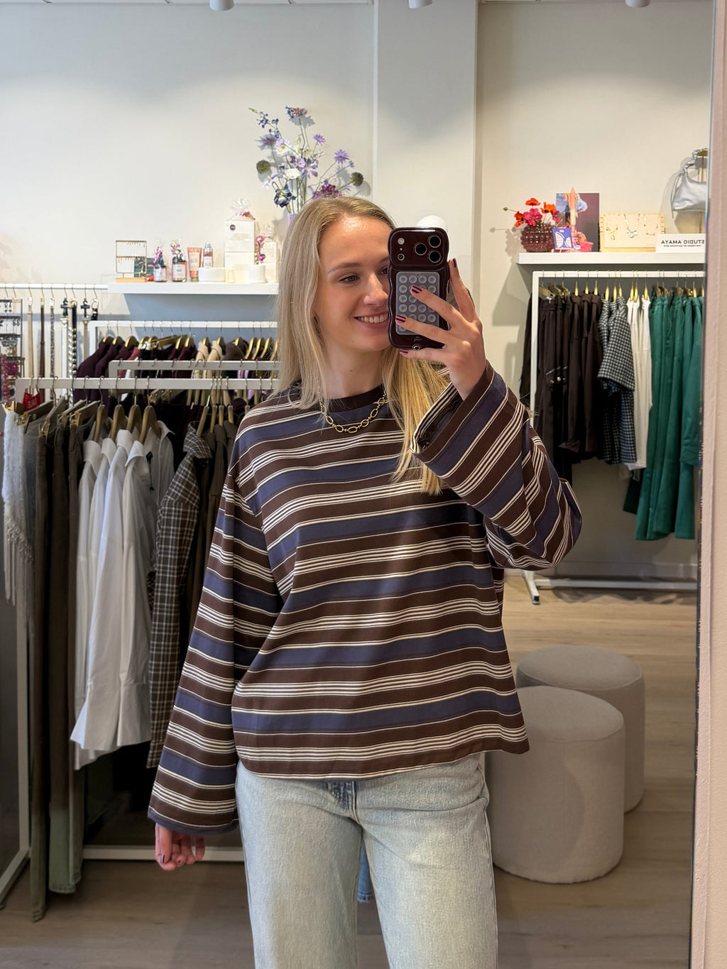 Longsleeve Millie | blue/brown