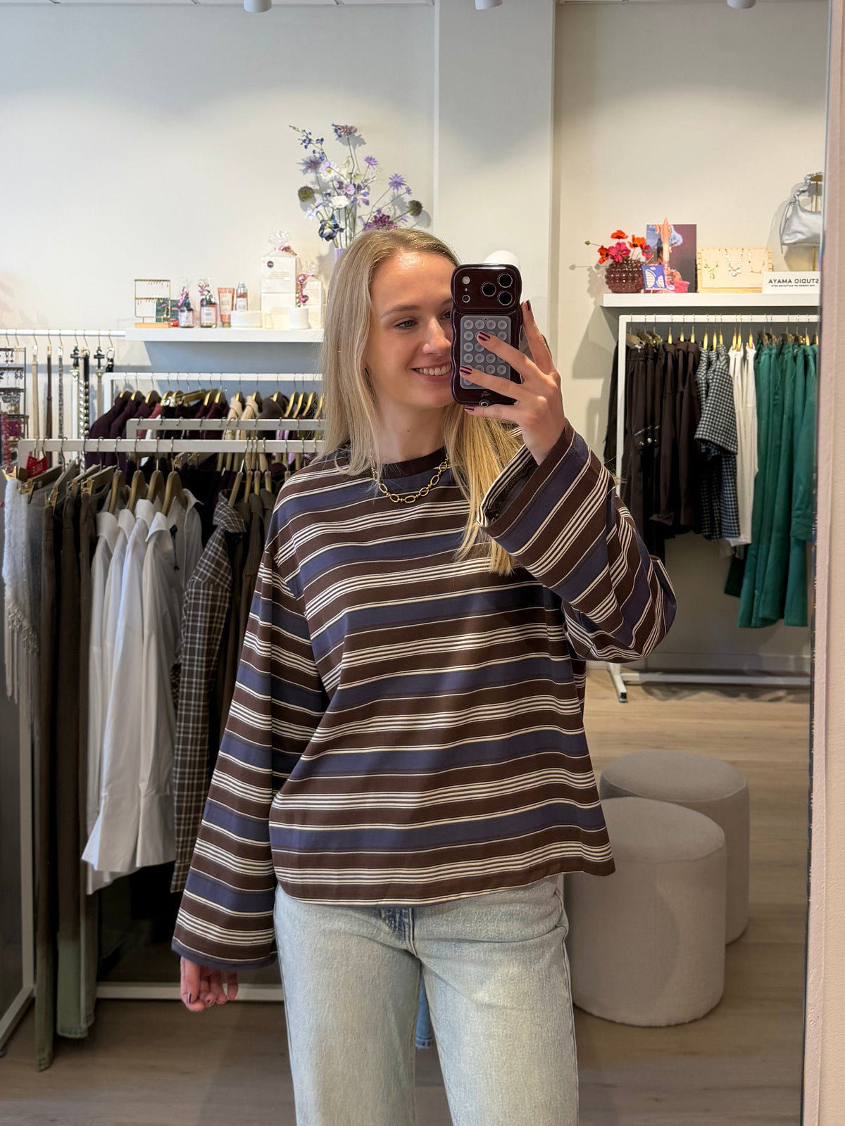 Longsleeve Millie | blue/brown