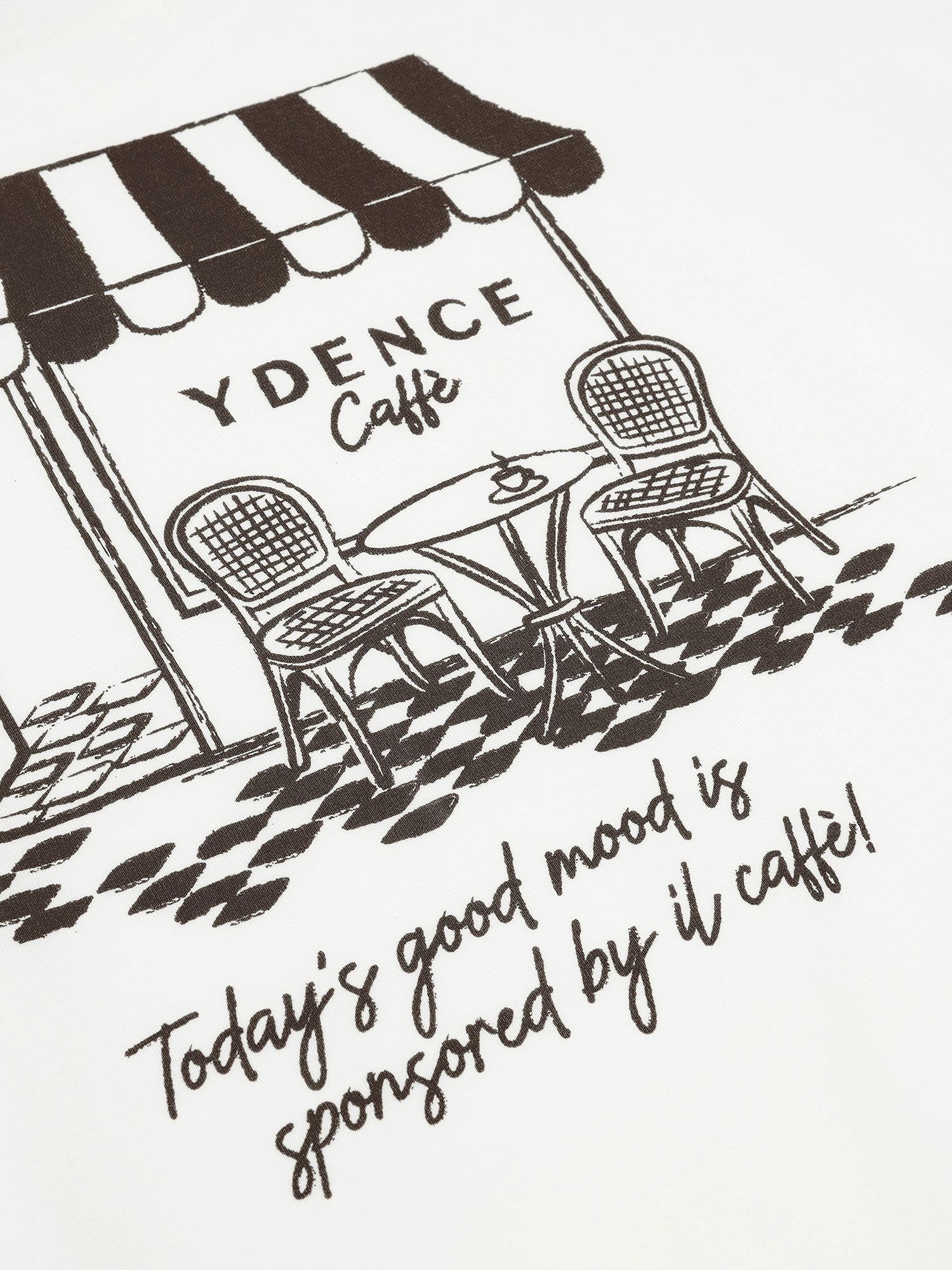 T-shirt Ydence Café | wit/bruin