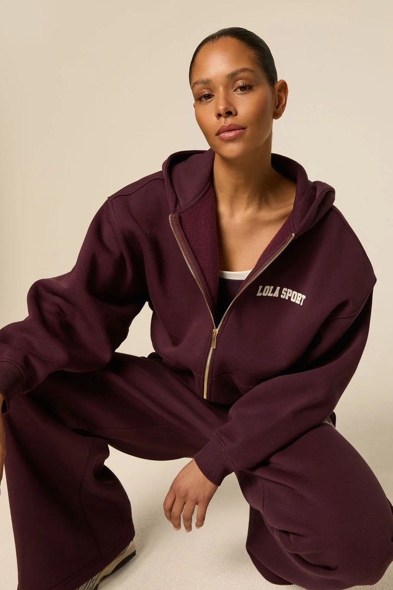 Stella Zip Hoodie | Mulberry Wine | The Lola Club