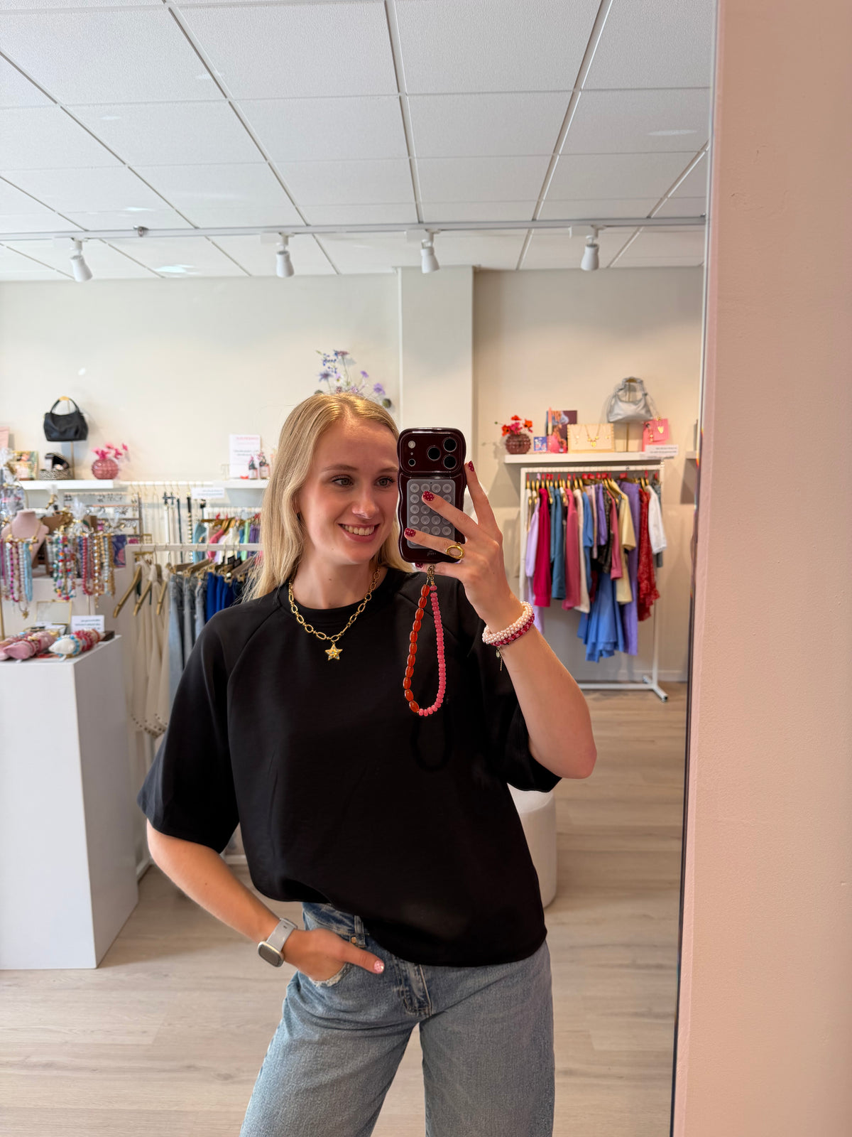 Sweat shirt korte mouw | Zwart | Azzurro