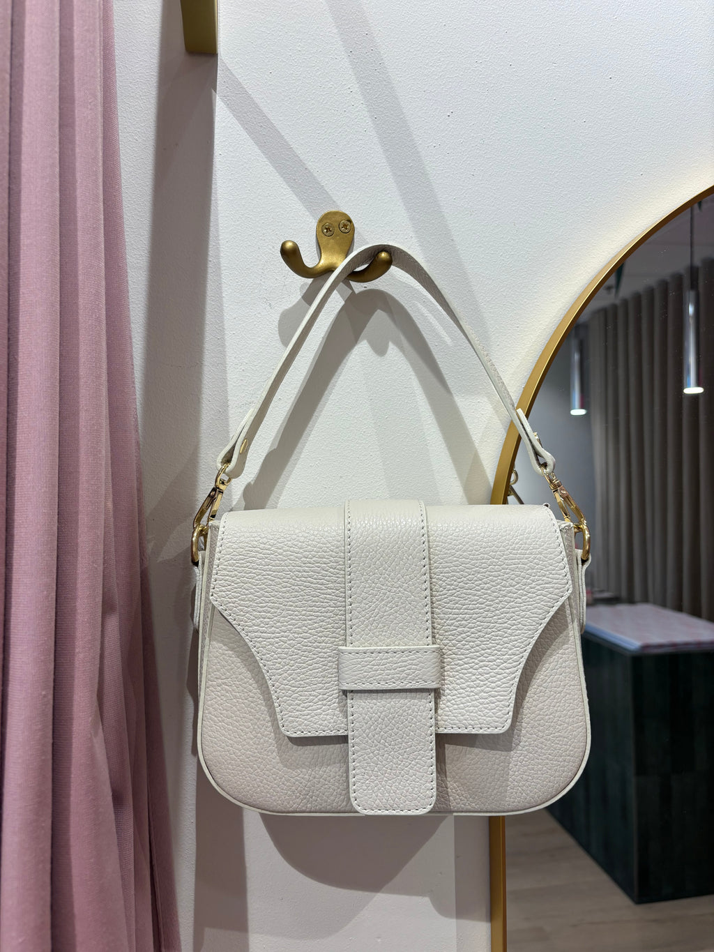 Beige leren handtas