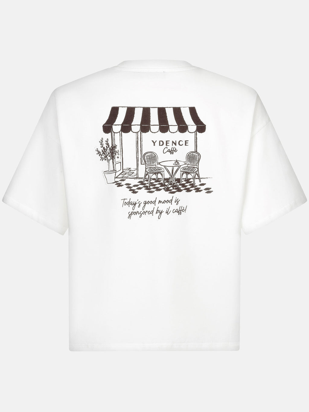 T-shirt Ydence Café | wit/bruin
