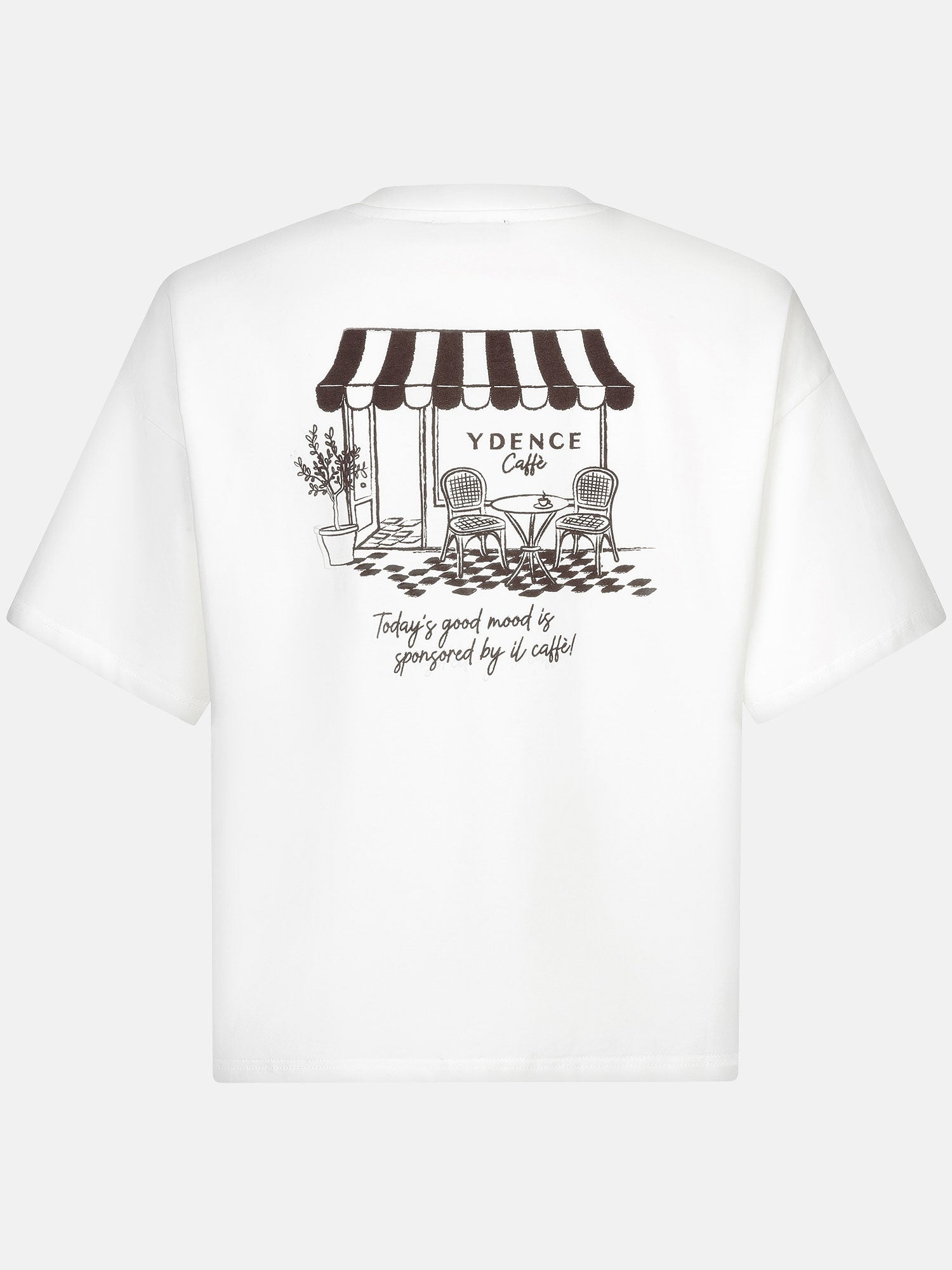 T-shirt Ydence Café | wit/bruin