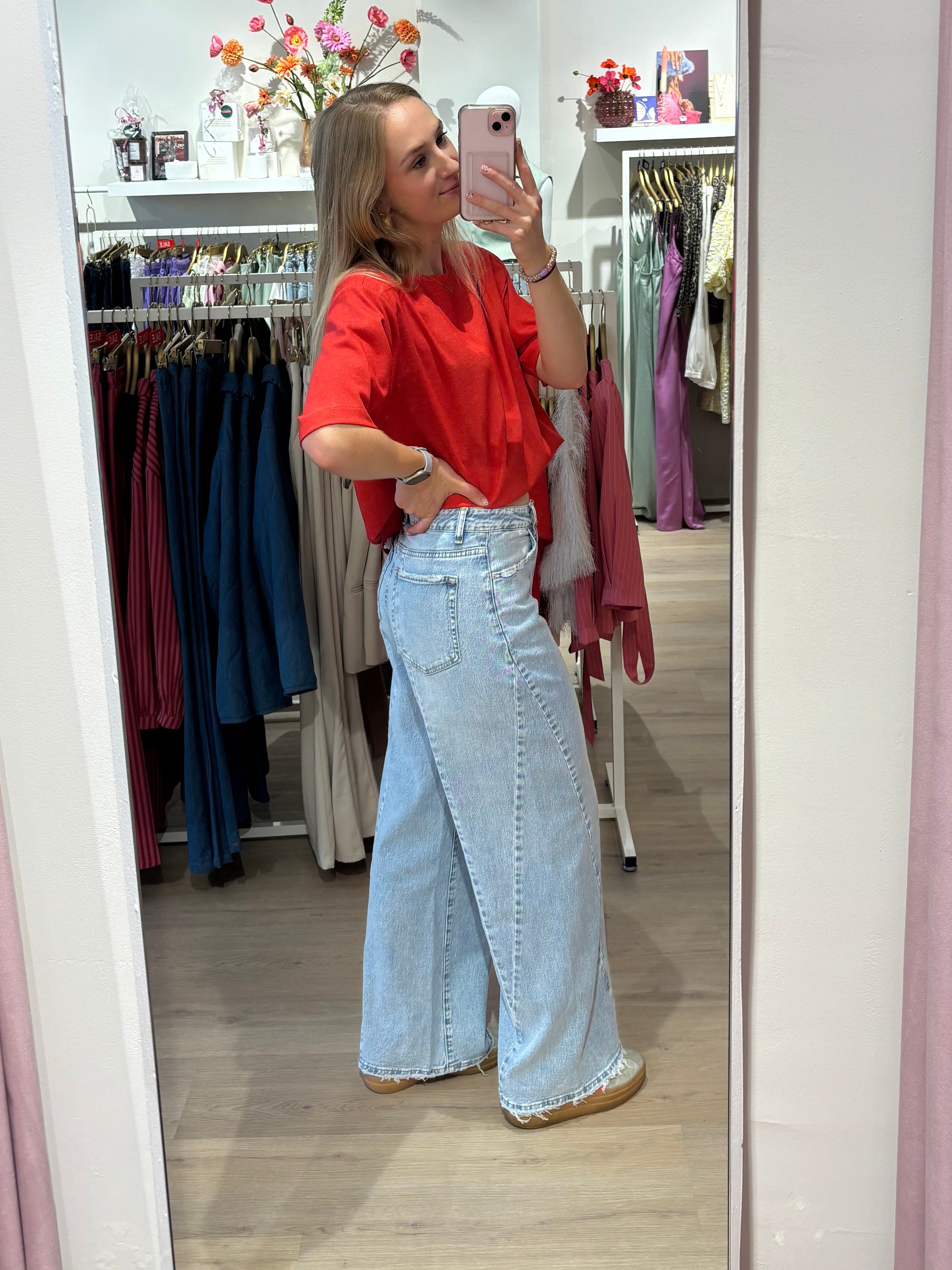 Denim Wide Leg high rise | Queen Hearts