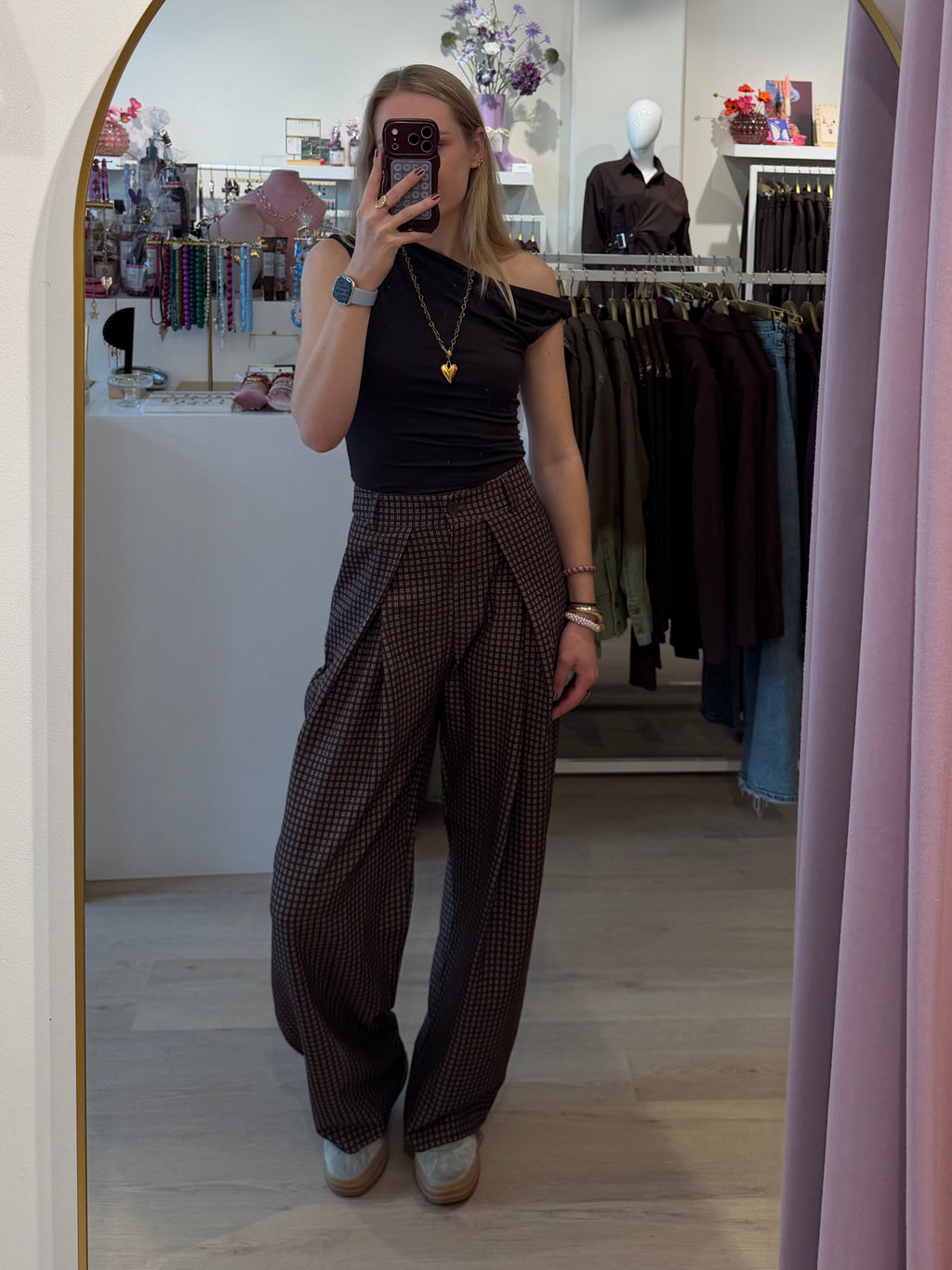 Brown Check Pantalon | Bruin