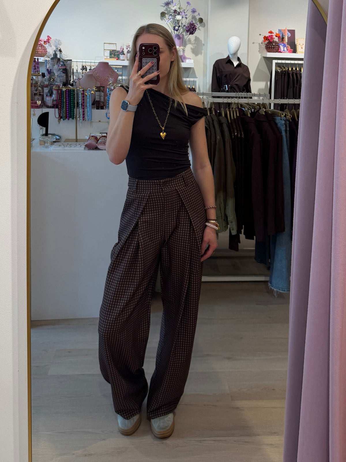 Brown Check Pantalon | Bruin