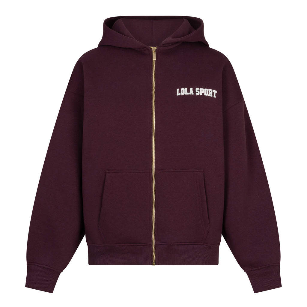 Stella Zip Hoodie | Mulberry Wine | The Lola Club