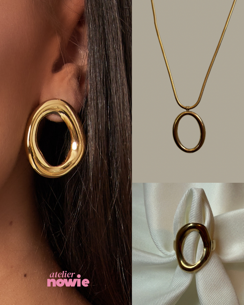 Oval sieradenset | goud