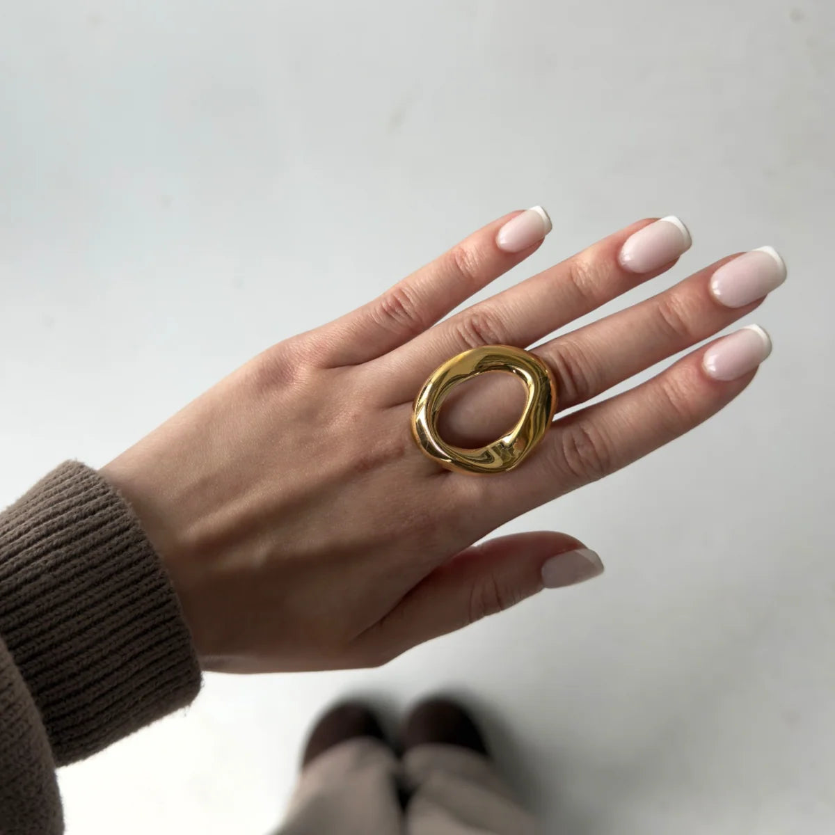 Big Oval Ring | zilver & goud