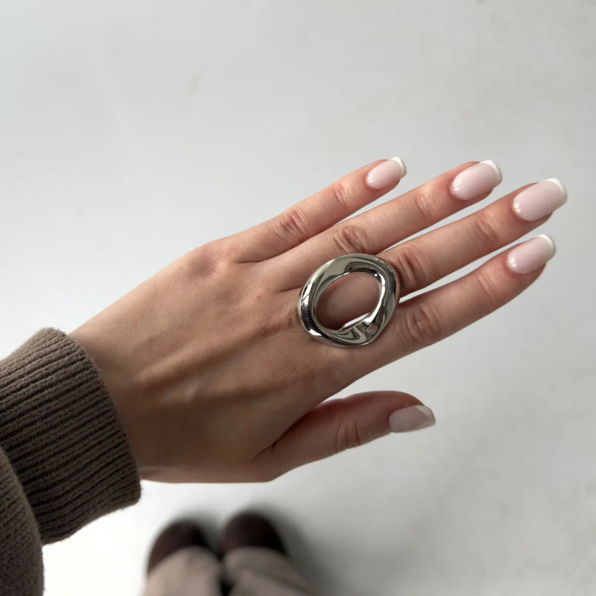 Big Oval Ring | zilver & goud