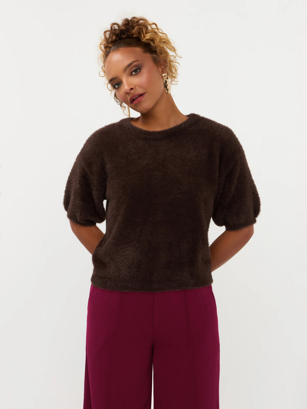 Knitted top Mary | Dark Brown | Ydence