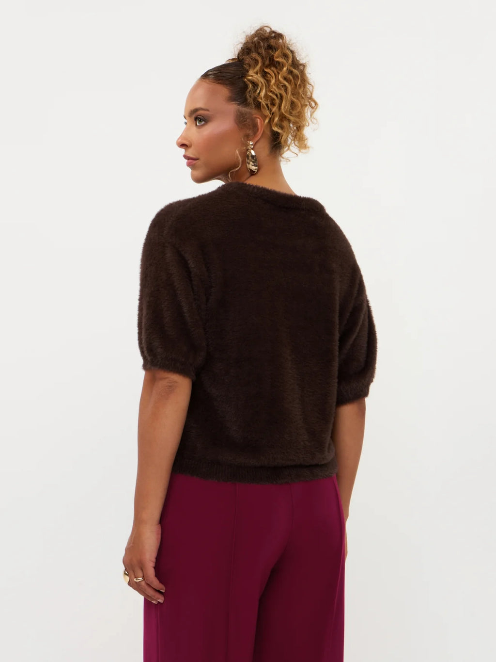 Knitted top Mary | Dark Brown | Ydence