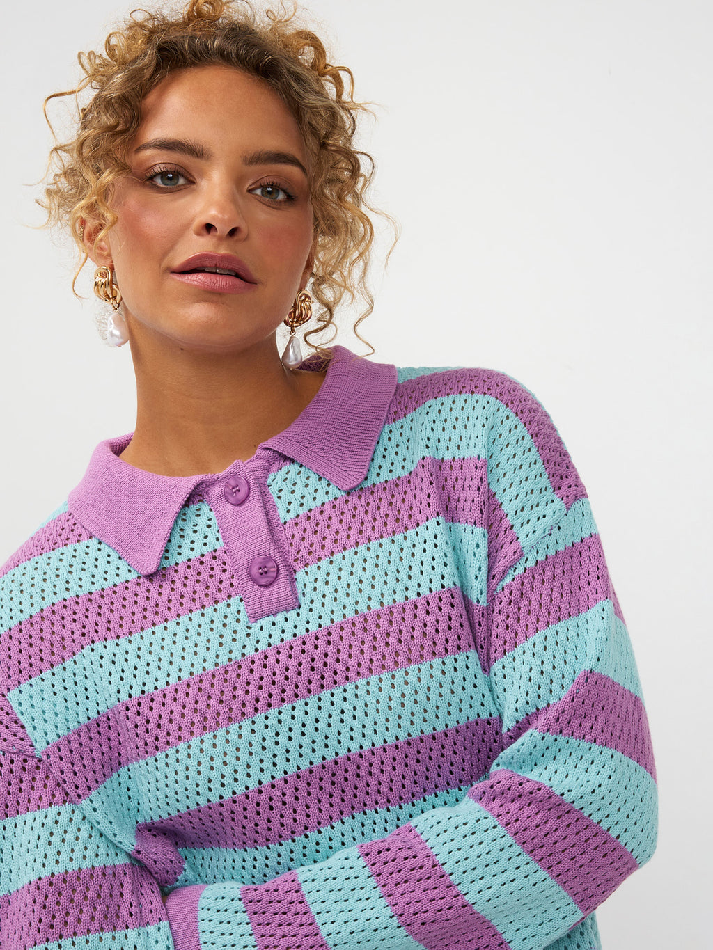 Knitted top Agnes | Lila/turquoise | Ydence