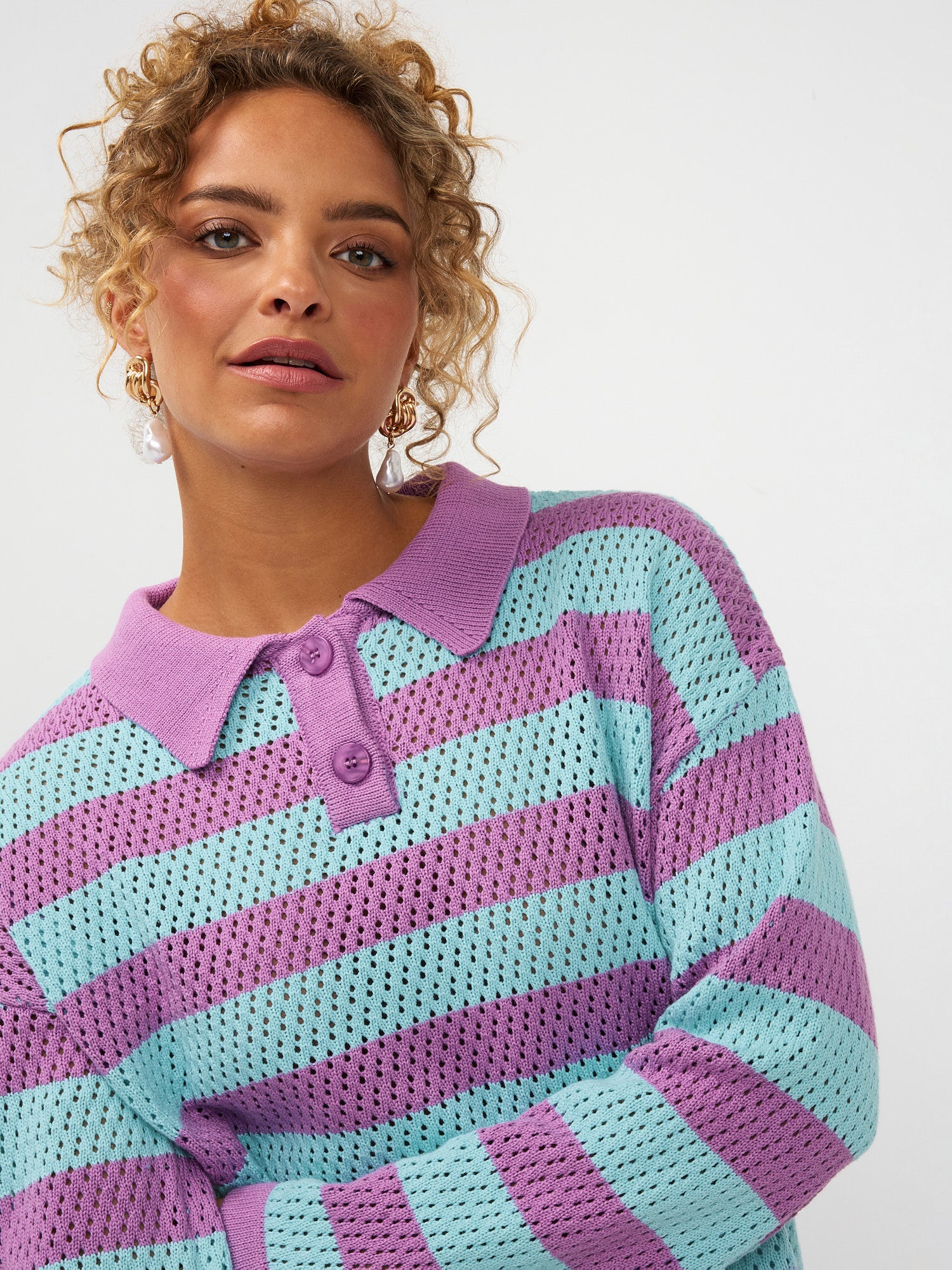Knitted top Agnes | Lila/turquoise | Ydence
