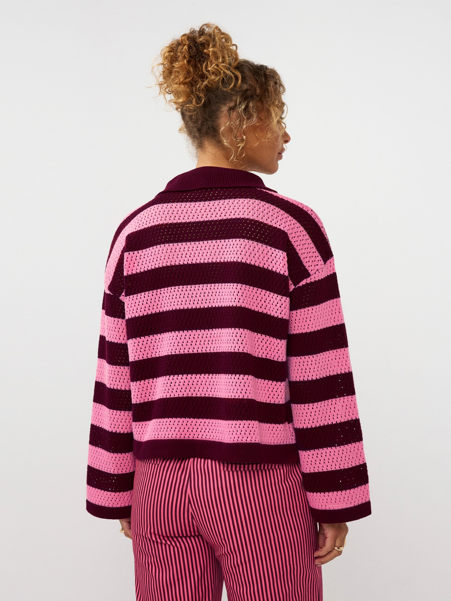 Knitted top Agnes | Bordeau / roze | Ydence