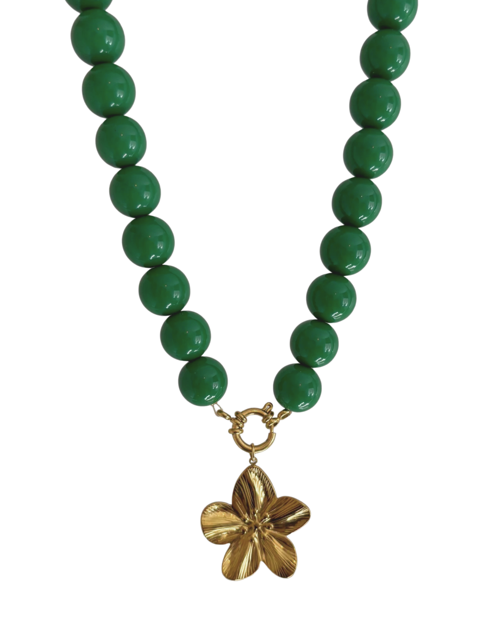 Bold beads necklace | groen | kies je eigen bedel