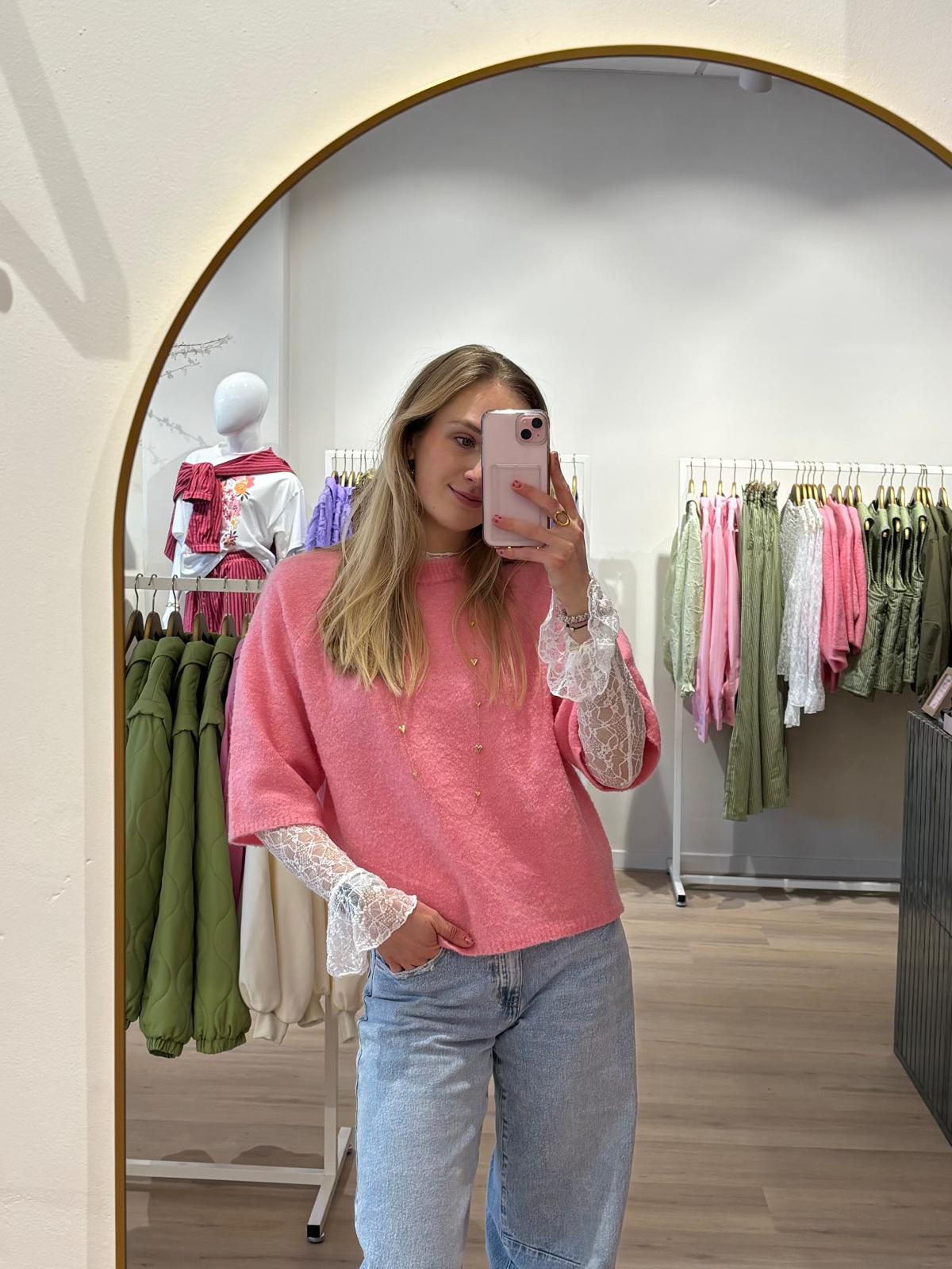 Knitted sweater Bunny | Coral pink | Ydence