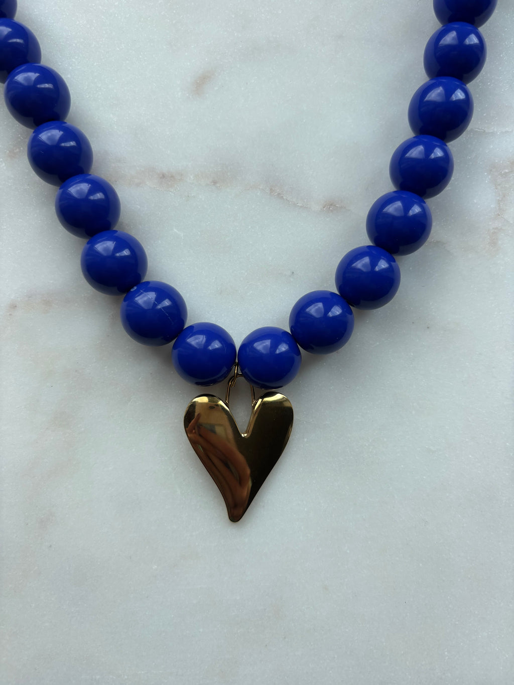 Bold beads necklace | blauw | kies je eigen bedel