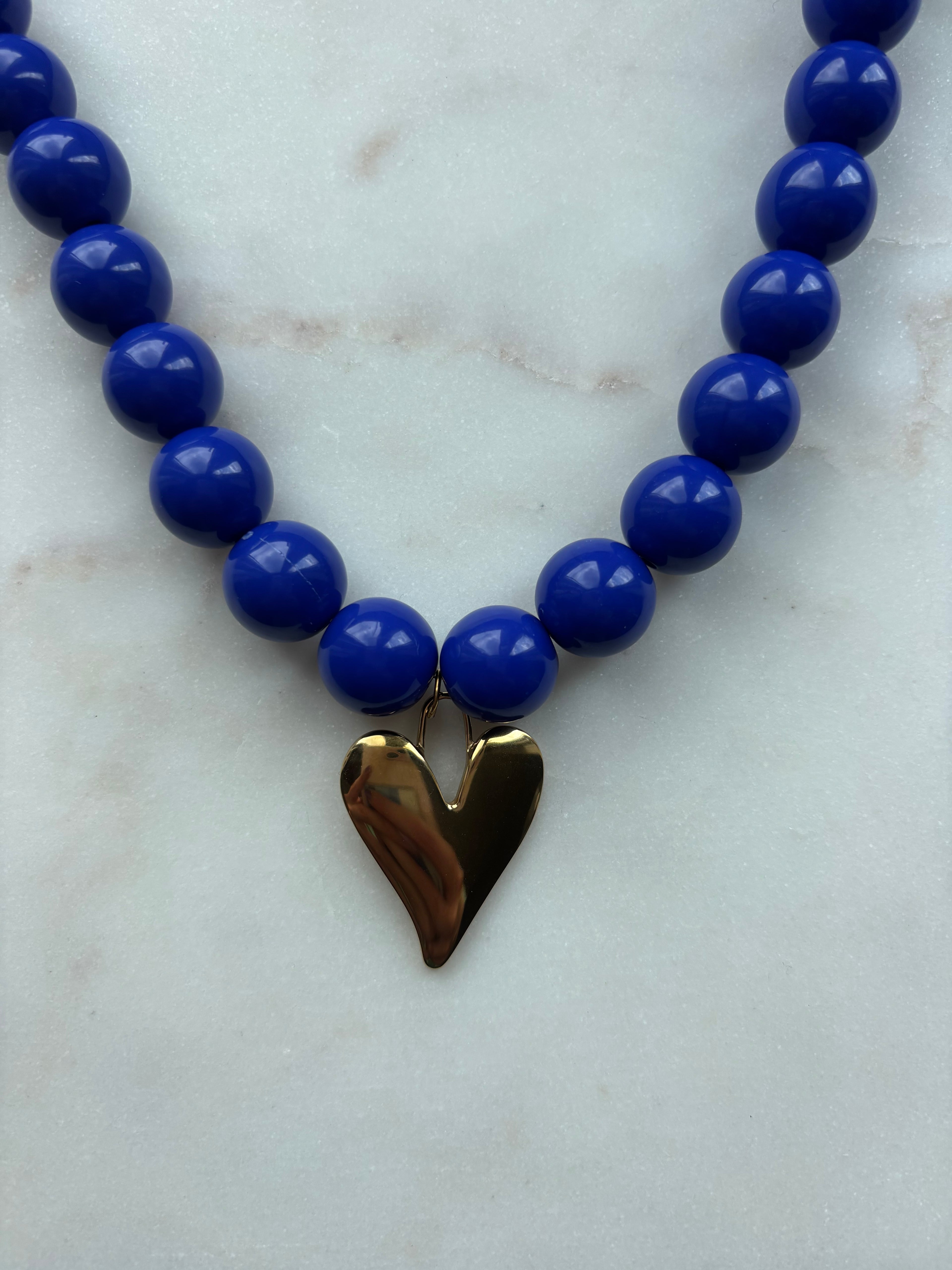 Bold beads necklace | blauw | kies je eigen bedel