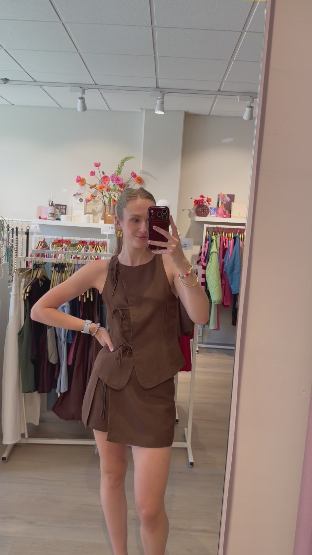 Skort met strikjes | bruin