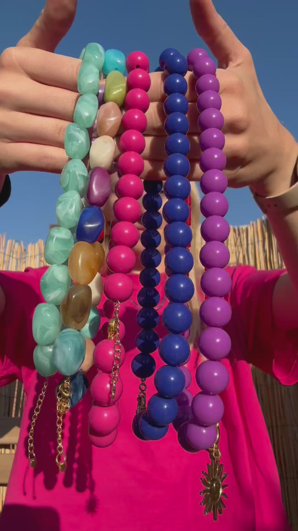 Bold beads necklace | blauw | kies je eigen bedel
